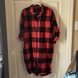 Audrey Lane Plaid Shirt Womans L Red Black Buffalo Check Flannel New